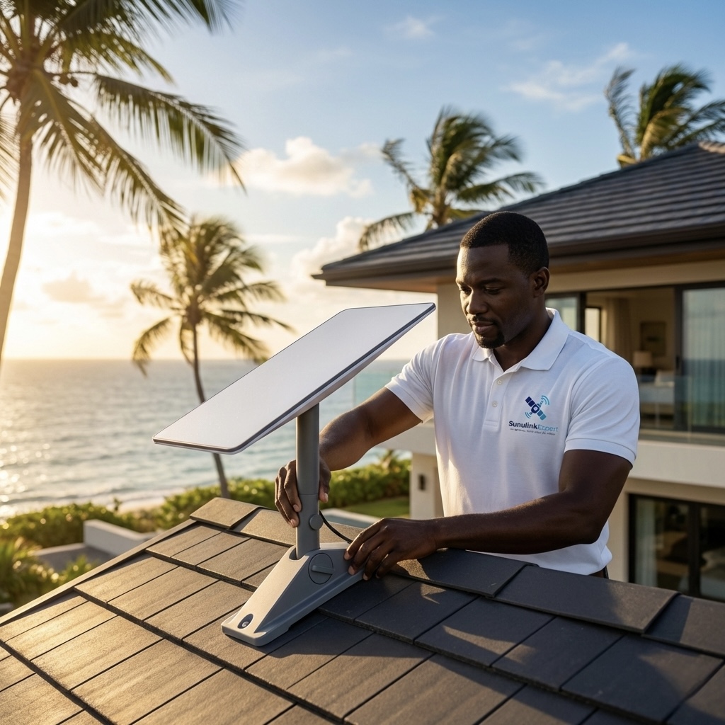 Clean Starlink installation on a villa in Saly.